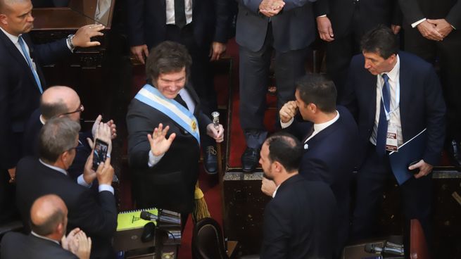 Javier Milei en su última visita al Congreso de la Nación.