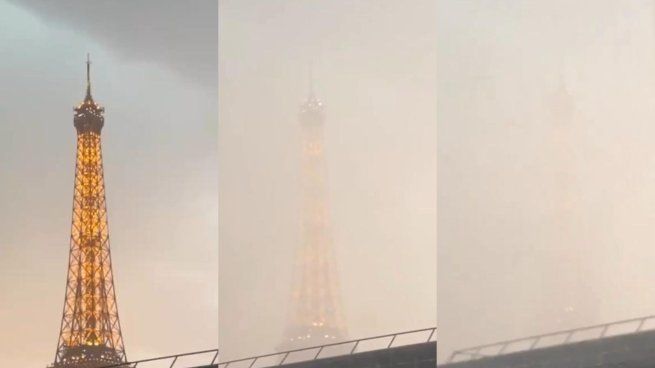 La Torre Eiffel, uno de los principales íconos turísticos de París y de Francia, permanece cerrada al público durante el evento meteorológico. 