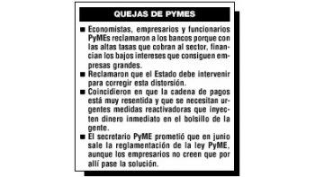 ACUSAN QUE EMPRESAS GRANDES DEJAN SIN CRÉDITO A PYMES