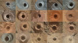 Los 36 agujeros perforados por el rover Curiosity Mars de la NASA.&nbsp;