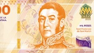 El nuevo billete de $1.000 con la imagen de San Martín.