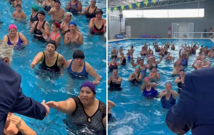 Alberto Fernández en una clase de aquagym&nbsp;