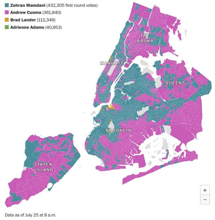 Mapa de la victoria de Mamdani Mapa de la victoria de Mamdani
