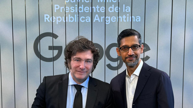 Javier Milei junto al CEO de Google. 