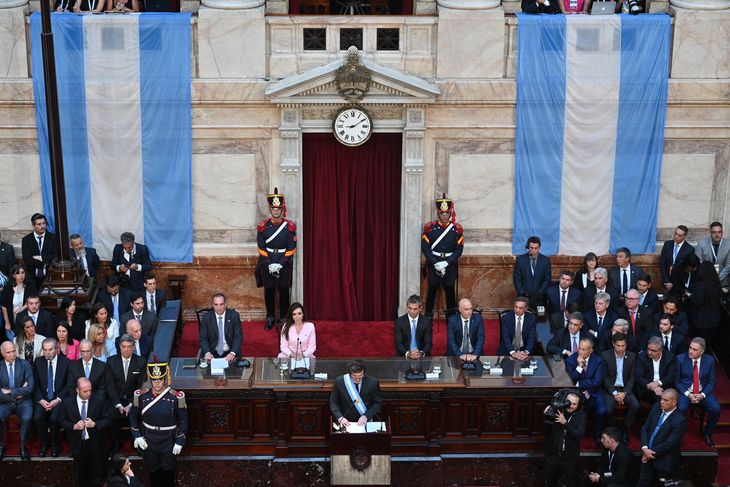 Javier Milei durante su discurso en la apertura de sesiones ordinarias.&nbsp;