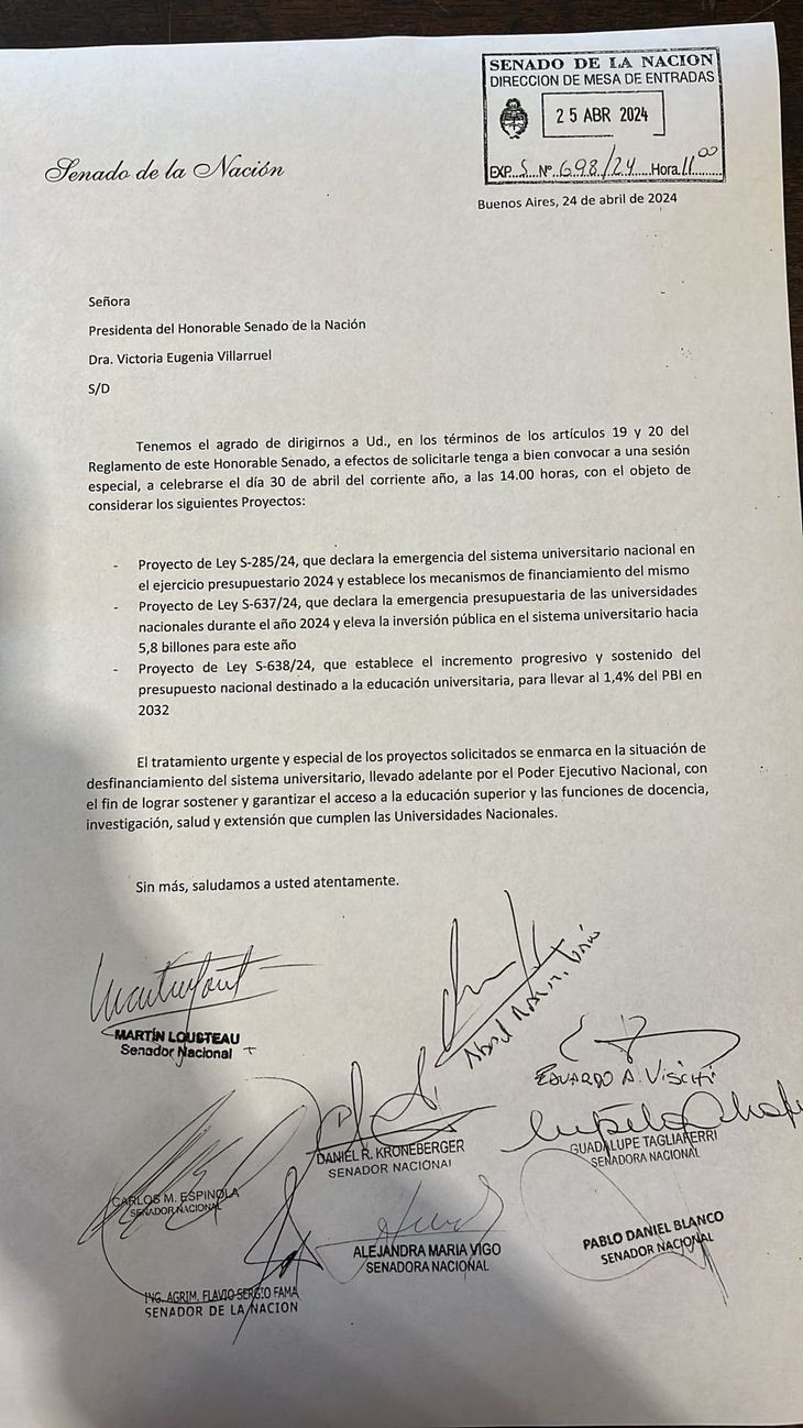 El pedido de sesi&oacute;n especial que hizo Mart&iacute;n Lousteau.