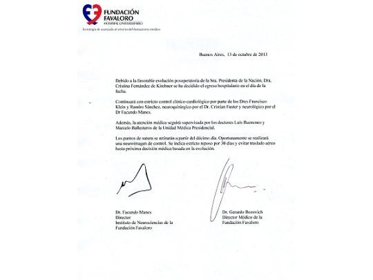 El último parte médico.