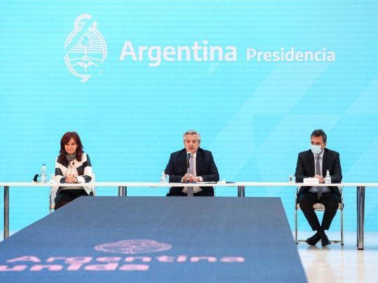 Alberto Fernández, Cristina de Kirchner y Sergio Massa.