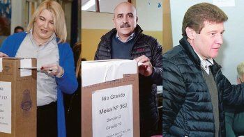 Rosana Bertone (41,1%), Gustavo Melella (47,1%) y&nbsp;Juan Rodríguez (4,5%).
