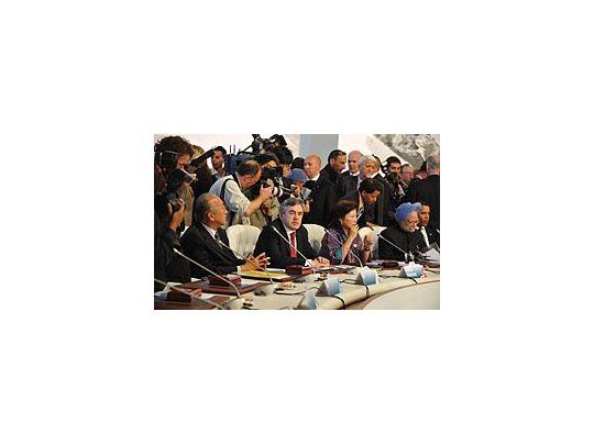 Algunos líderes mundiales en la reunión de hoy, que pondrá fin a la cumbre.
