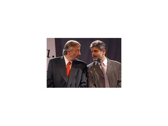 El presidente Néstor Kirchner y el ministro y candidato Daniel Filmus.