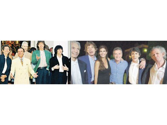 Hace 21 años: Mick Jagger, Keith Richards, Ronnie Wood y Charlie Watts junto al entonces presidente Carlos Menem en su primera gira por la Argentina. Anoche, los Stones tuvieron una cena íntima con el presidente Mauricio Macri.