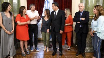 Frederic y Massa, junto a Máximo Kirchner, diputados del Frente de Todos y&nbsp;funcionarios del Ministerio de Seguridad.&nbsp;