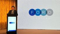 El Presidente de la Nación durante su única participación en el Foro.&nbsp;