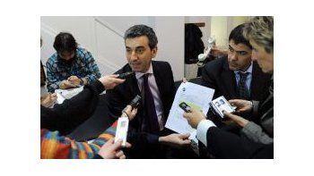 Florencio Randazzo junto a los periodistas en Casa Rosada.