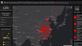 El mapa online del avance del coronavirus