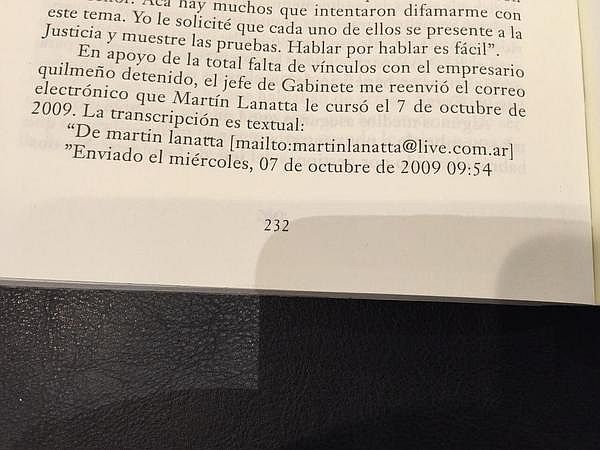 El mail en el que Lanatta admite no conocer al jefe de Gabinete (foto 1)