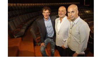 Darío Lopérfido, Jorge Telerman y Horacio Rodríguez Larreta en el acto que se realizó en el Teatro San Martín.