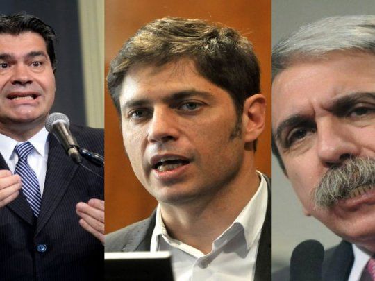 Jorge Capitanich, Axel Kicillof y Aníbal Fernández.