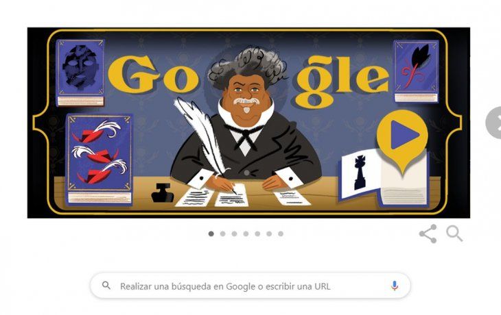 Google le rinde homenaje al autor francés AlejandroDumas.