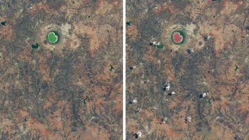 El agua del lago Lonar mutó de verde a rosado en cuestión de días.