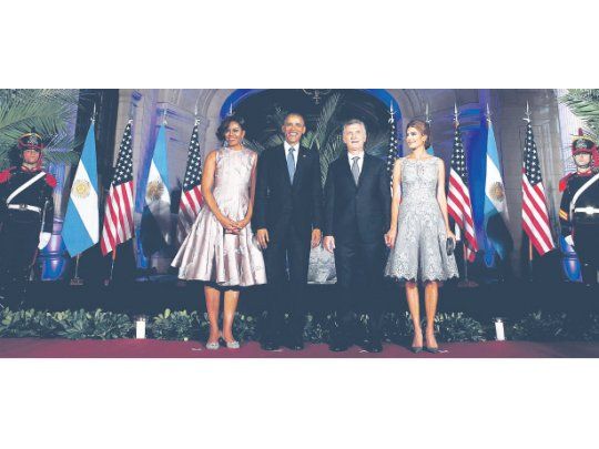 Los matrimonios Macri y Obama, en la recepción de anoche.