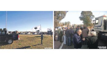 Durante el último día del paro los productores se manifestaron en la localidad de Guaminí (izquierda). Además, más de 150 productores se movilizaron en Mendoza, en la Ruta 188 y 25 a la altura de Bowen (derecha). También hubo manifestaciones en otras provincias productoras.