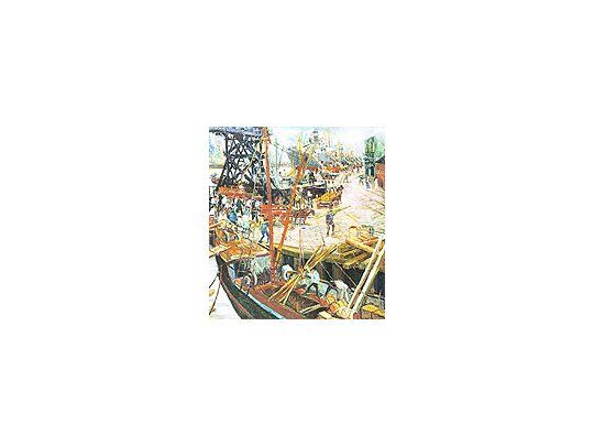 Fragmento de «En plena actividad», la obra más importante de Benito Quinquela Martín que aparece en el mercado en cuatro décadas; la subastará Sothebys con una base de u$s 90.000.