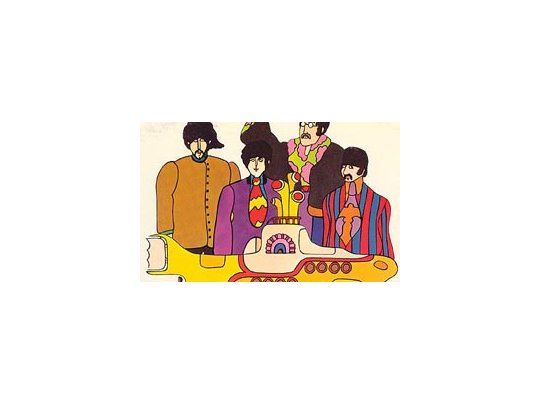 Los Beatles y el submarino, en la era de la psicodelia.