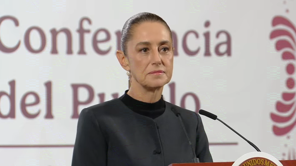 Claudia Sheinbaum en la Mañanera del Pueblo de este viernes.