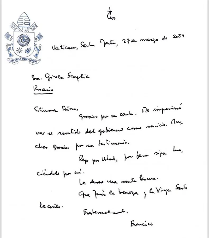 La carta del papa Francisco La carta del papa Francisco