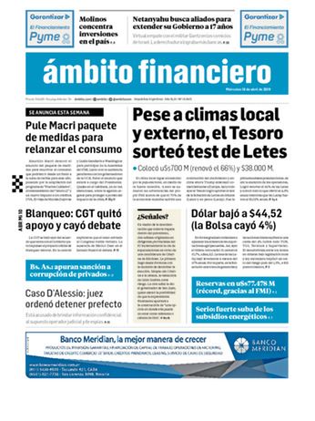 Tapa Edicion Impresa del 2019-04-10