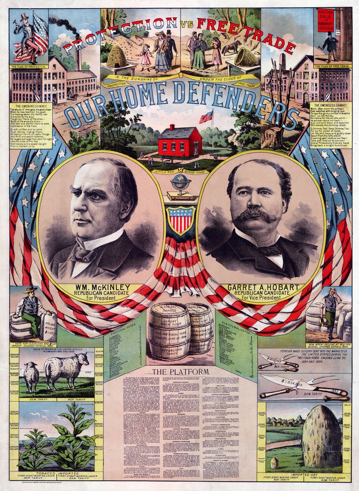 La plataforma electoral con la que McKinley ganó la elección de 1896. Proteccionismo y Estandard Oro para el dólar La plataforma electoral con la que McKinley ganó la elección de 1896. Proteccionismo y Estandard Oro para el dólar