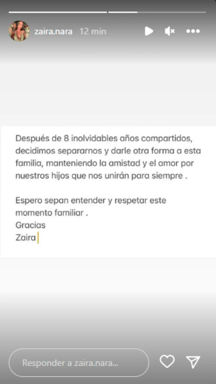 Zaira Nara confirmed her separation from Jakob Von Plessen Zaira Nara confirmed her separation from Jakob Von Plessen