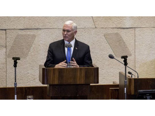 Mike Pence, vicepresidente de EEUU, durante su discurso en el Parlamento israelí.