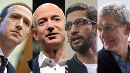 De izq. a der.:&nbsp;Mark Zuckerberg, Jeff Bezos, Sundar Pichai y Tim Cook.
