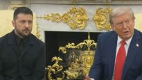 El presidente de EEUU, Donald Trump, y su par de Ucrania, Volodimir Zelenski.&nbsp;