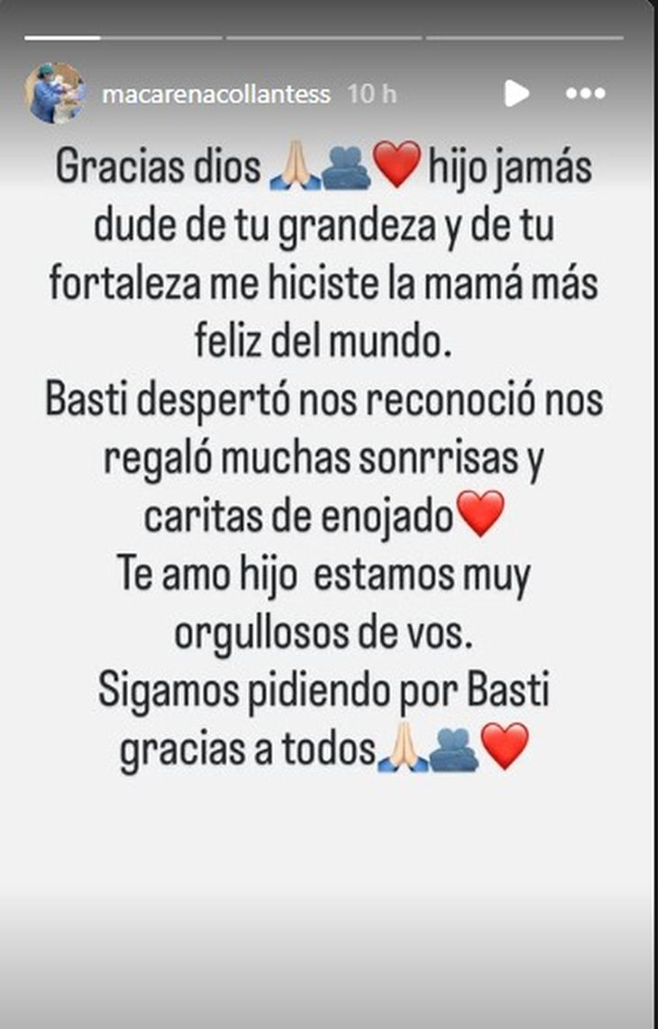 El mensaje de la mamá de Bastián Jeréz.