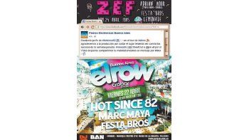 Dos de las invitaciones a fiestas electrónicas que circularon el fin de semana.