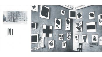 ámbito.com | A la izquierda, una de las obras de “El viaje imaginario de Kazimir Malevich”, para las que Matilde Marín se inspira en las formas “indestructibles” del artista ruso (abajo) que sentaron las bases del Suprematismo.