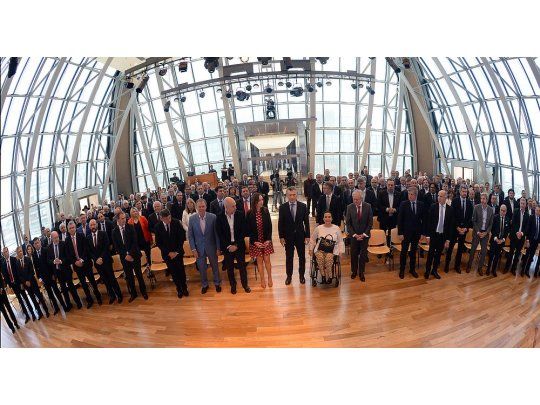 El presidente Mauricio Macri  pronunció un discurso en el Centro Cultural Kirchner (CCK) ante gobernadores, legisladores, funcionarios nacionales y judiciales, empresarios y sindicalistas.