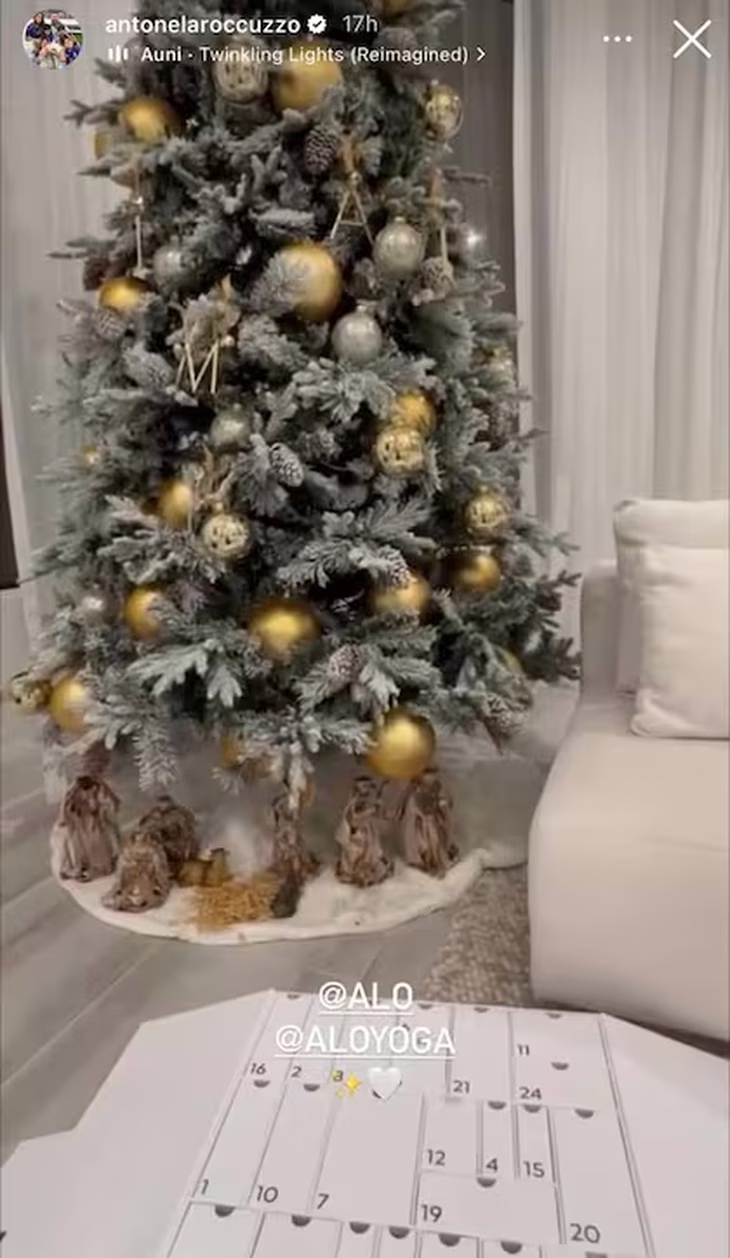 Antonela mostró cómo es el arbolito de Navidad de los Messi: decoración en dorado y las iniciales de los integrantes de la familia (Foto: Captura de video / Instagram @antonelaroccuzzo) Antonela mostró cómo es el arbolito de Navidad de los Messi: decoración en dorado y las iniciales de los integrantes de la familia (Foto: Captura de video / Instagram @antonelaroccuzzo)
