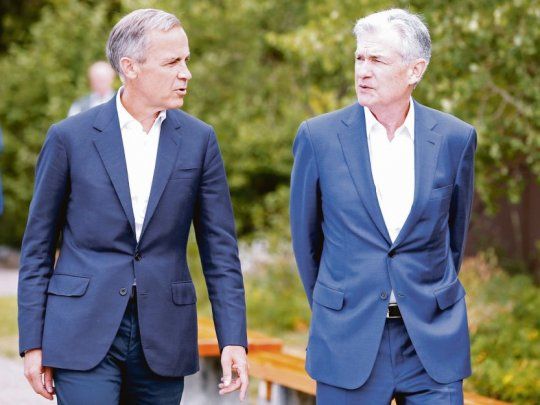 Jackson hole. Powell, el viernes, con su par de Inglaterra, Mark Carney.