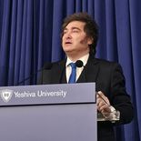 Javier Milei durante su presentación en la Universidad Yeshiva. Javier Milei durante su presentación en la Universidad Yeshiva.