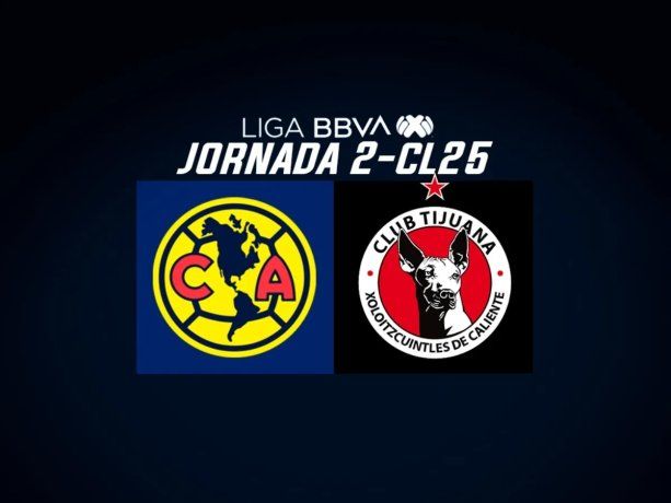 América y Xolos abren la jornada 2  del Clausura 2025 de la Liga MX. Las Águilas vienen de ganar en el debut como visitante 1 a 0 a Querétaro, mientras que la escuadra de Tijuana perdió en su casa 2-4 ante Toluca.