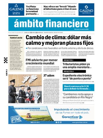 Tapa Edicion Impresa del 2019-04-03