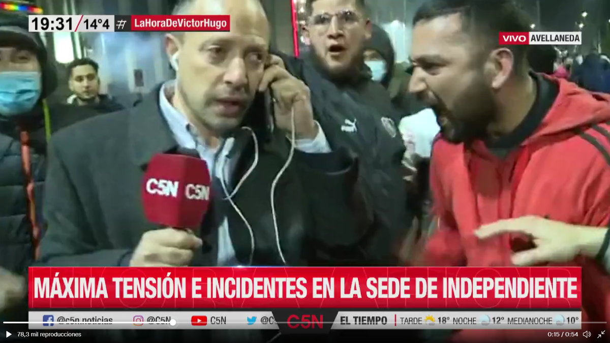 Periodista de C5N, sobre agresión de hinchas de Independiente: "Nos zamarreaban"