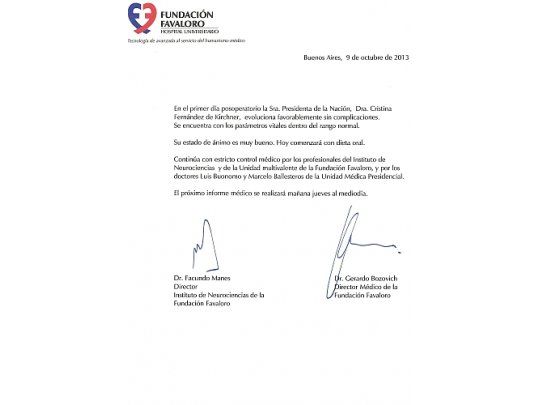 El comunicado de la Fundación Favaloro.