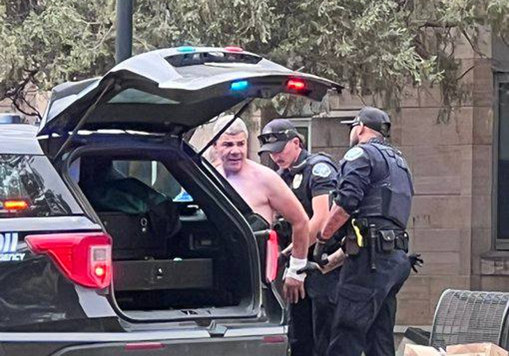 The man was arrested by the local police. 