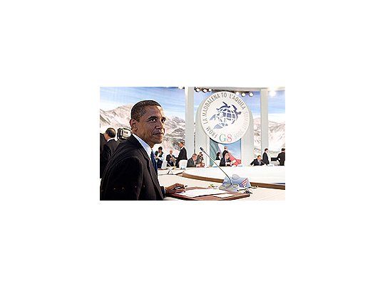 Obama en la cumbre del G8 en Italia